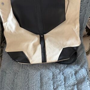 Elegant Black and Cream Canvas Women's Backpack